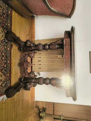 Carved bridge table like new