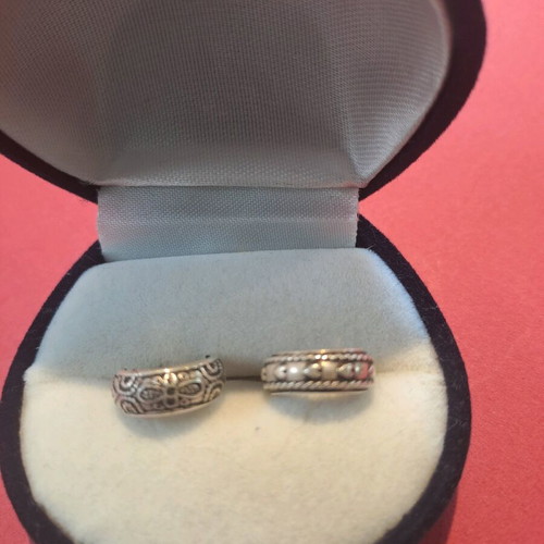 Boho 2 Hoop Earrings 925 like new, 1cm diameter