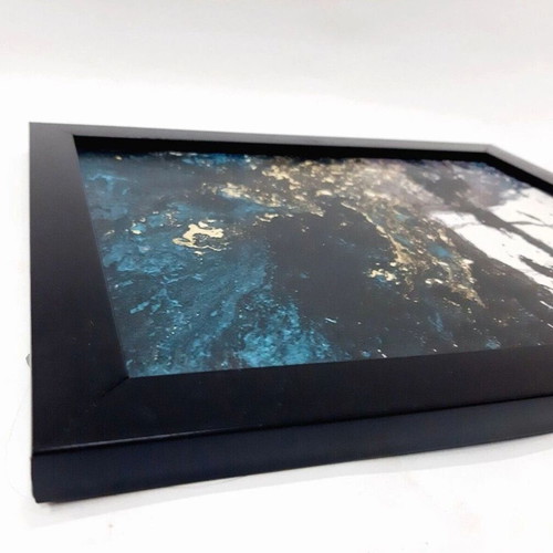 Abstract painting used with dark blue and gold accents 28×23 cm