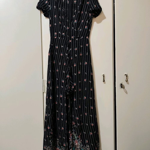 XS Boho Floral Jumpsuit with Stripes and Inner Shorts like new