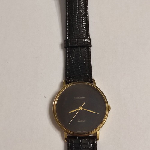 Vintage Marksman wristwatch new with leather strap