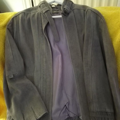 Leather suede women's bomber jacket like new, gray, size M