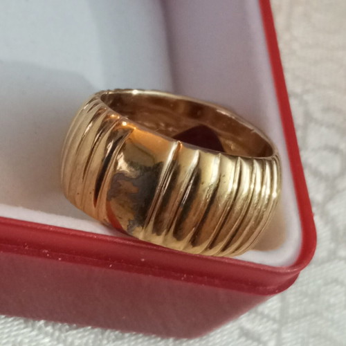 Vintage Russian Gold-Plated Ring with Ruby-Type Glass Stone, Size 54 used