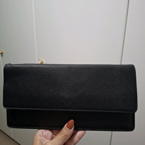 Zara handheld bag used, black with gold embossed details