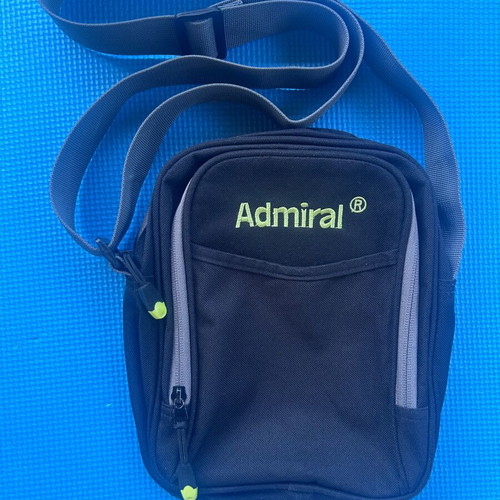 Admiral black crossbody messenger bag used with broken rear zipper