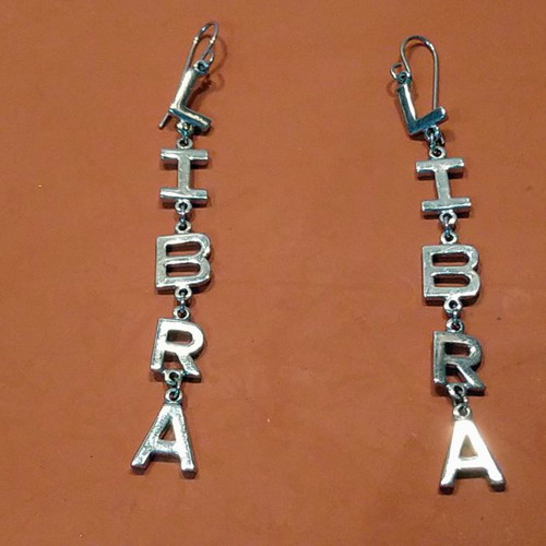 Dangling earrings with the word LIBRA (Zodiac)