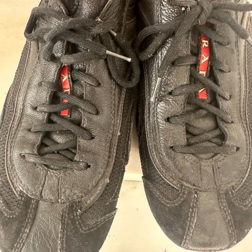 Prada leather black sneaker used, men's, size 39
