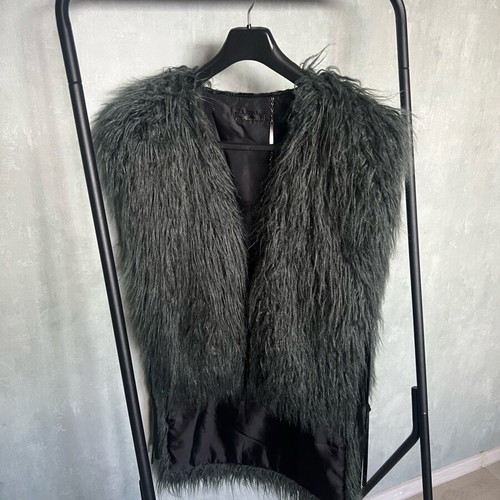 Pause Jeans vest with faux fur used, dark black-green