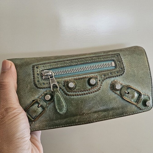 Balenciaga pistachio leather wallet