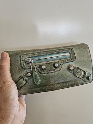 Balenciaga pistachio leather wallet