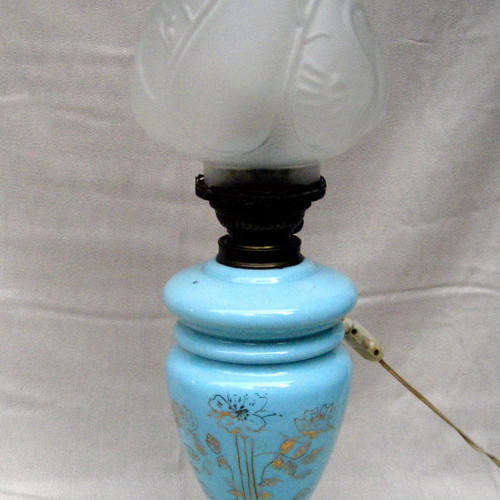 Antique opaline lamp used from Spetses before 1900