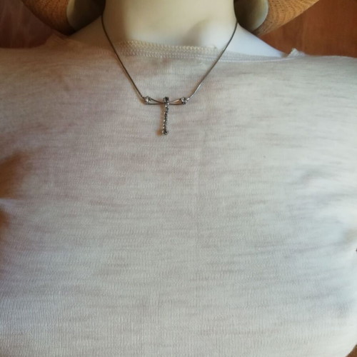 Steel dragonfly necklace silver color with clear zircon new