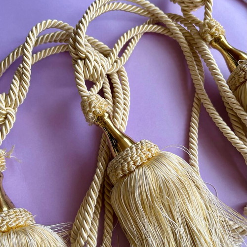 Art Deco gold curtain tie back tassels set of 3 like new