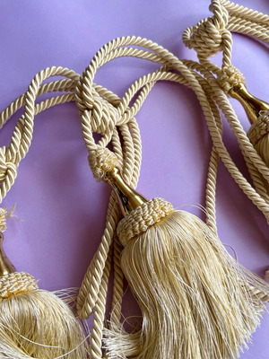 Art Deco gold curtain tie back tassels set of 3 like new