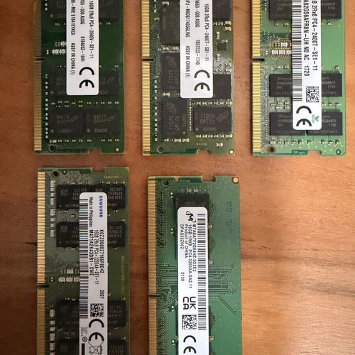 5x 16GB DDR4 SO-DIMM RAM modules for laptop Kingston SK Hynix Samsung Micron