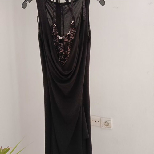 Women's dress with lace like new, black and pink, size M
