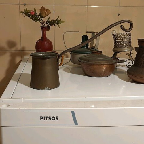 Tin coffee pot old used