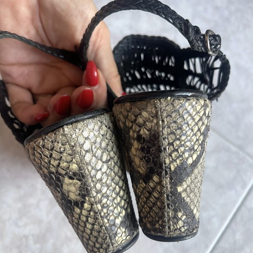 Pons Quintana leather platform sandals, animal print, size 38