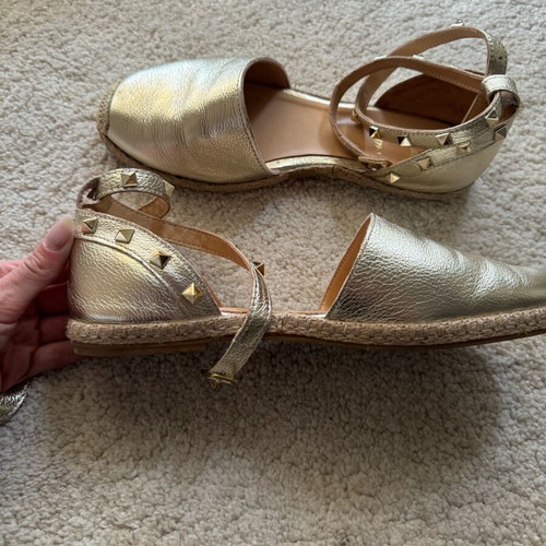 Flat espadrilles like new, gold and silver with studs