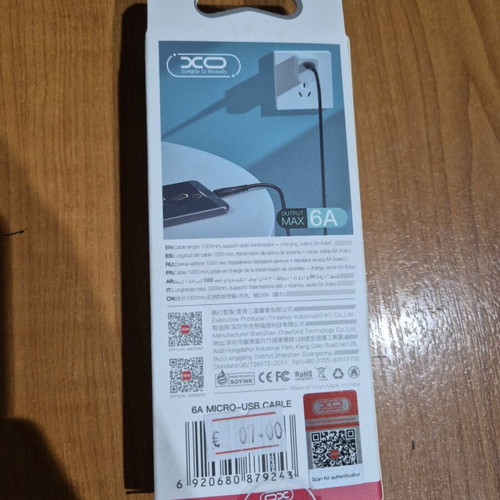 Micro USB cable new in original packaging