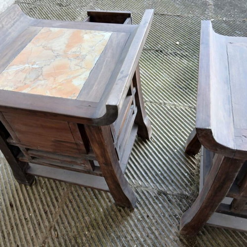 Chinese tables used with marble top and drawers