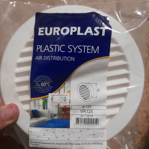 Plastic ventilation grille with mesh 125mm EUROPLAST VR125 new