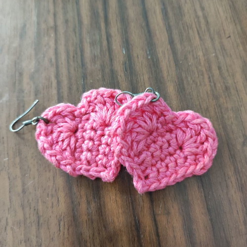 Crocheted earrings used, handmade