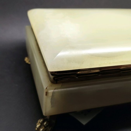 Vintage onyx jewelry box used, large and heavy