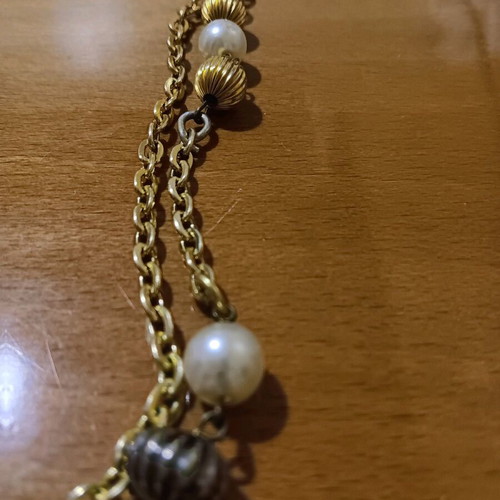 Fashion jewelry necklace new, gold-tone long with details