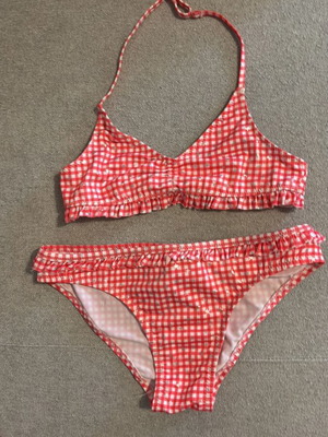 Benetton bikini for girl 10-11 years old, like new, red with silver stars