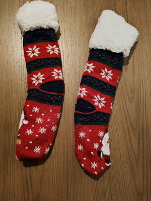 Christmas Home Slipper Socks like new with Santa Claus design