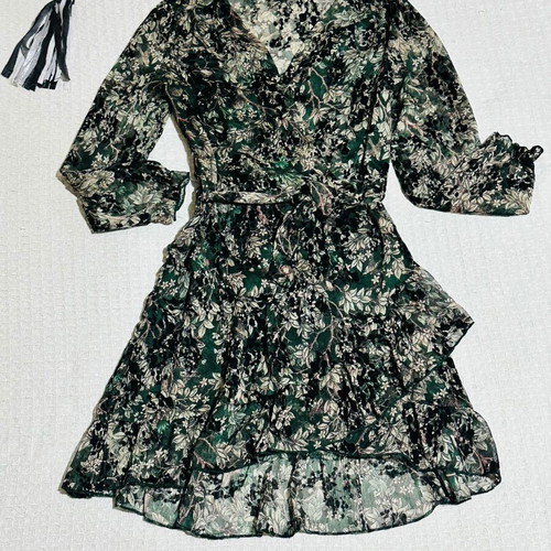 Peace N Love olive green dress like new, cotton with ruffles