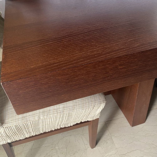 Extendable dining table with 4 chairs, 120x110 cm
