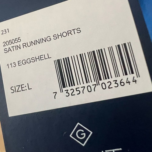 Gant Satin Running Shorts New, White and Blue, Men W34