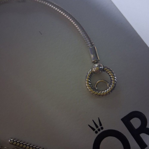 Pandora Moments bracelet with bar, rings and snake chain