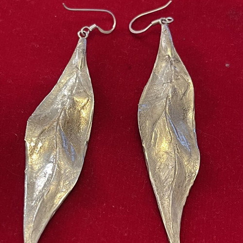 Silver 925 leaf earrings used