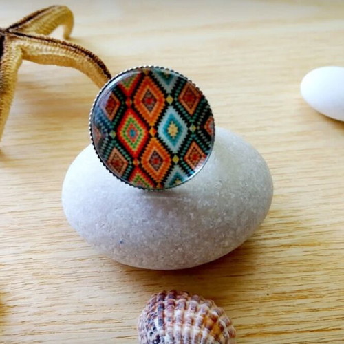 Handmade adjustable ring with liquid glass new