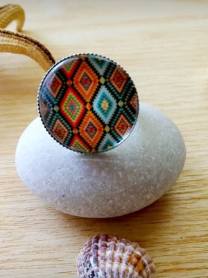 Handmade adjustable ring with liquid glass new