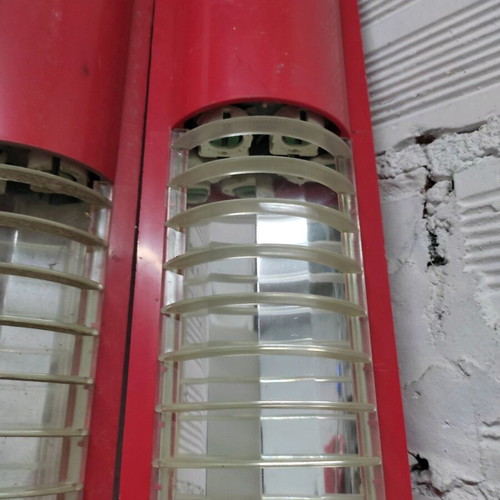 Double tubular lights used, pack of 2, red without bulbs