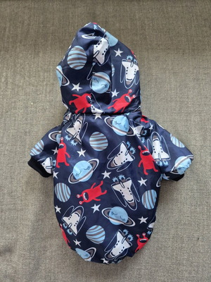 Dog coat new with fur lining and space print