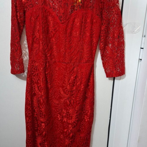 red dress kardashian kollection Kardashian Kollection Neck Pleating Dress