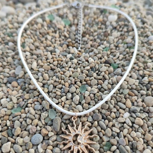 Necklace with gold sun summer style, new