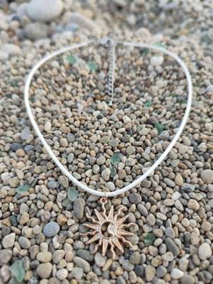 Necklace with gold sun summer style, new