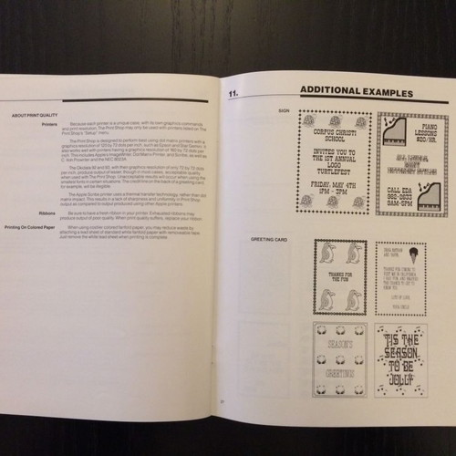 The Print Shop Reference Manual for Apple like new, 1986