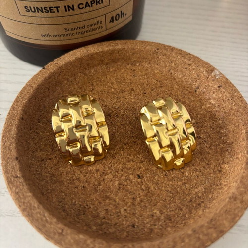 Steel earrings new, gold-colored