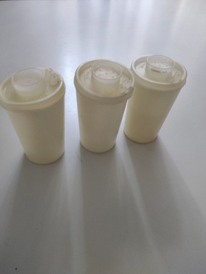 Tupperware spice set, 3 pieces, missing lids