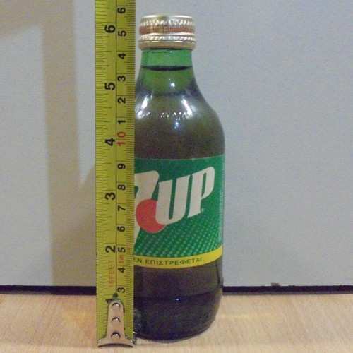 7 UP old glass bottle 250ml Greek bottling sealed like new