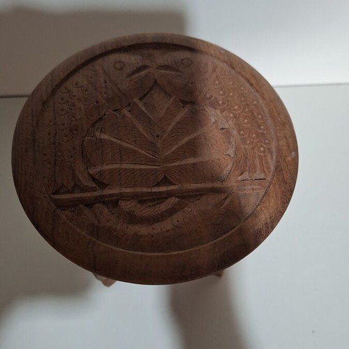Wooden carved tables set of 2 used with folding legs