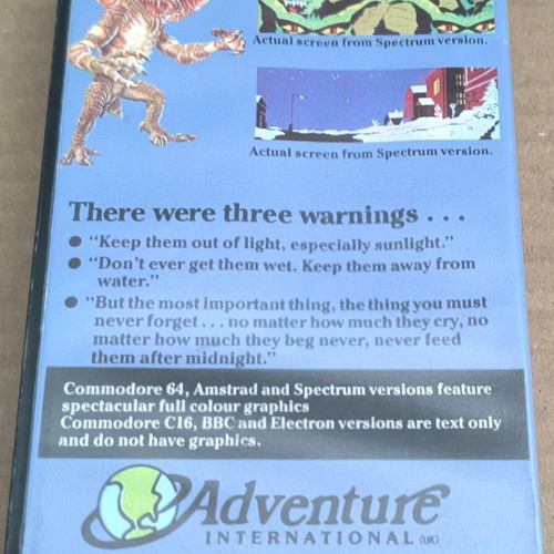 Gremlins (Adventure International) Amstrad Cassette like new