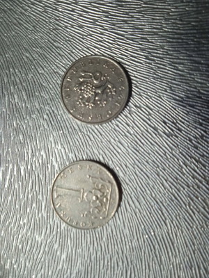 Czech 1 Koruna coins 1993 used, pack of 2